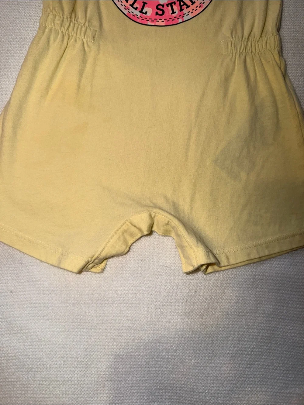 Converse Yellow Baby Romper with Pink Logo